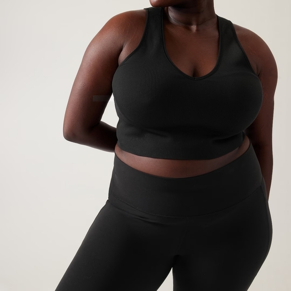 ATHLETA TOP AURORA SEAMLESS CROP RIB TANK Black XL Xtra Large - Picture 7 of 10
